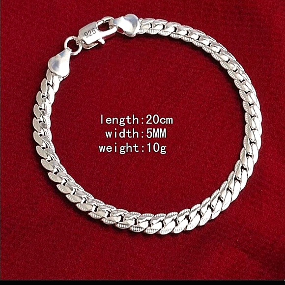 Jewelry - S925 Unisex Authentic Sterling Silver 5MM Bracelet Miami Cuban Link